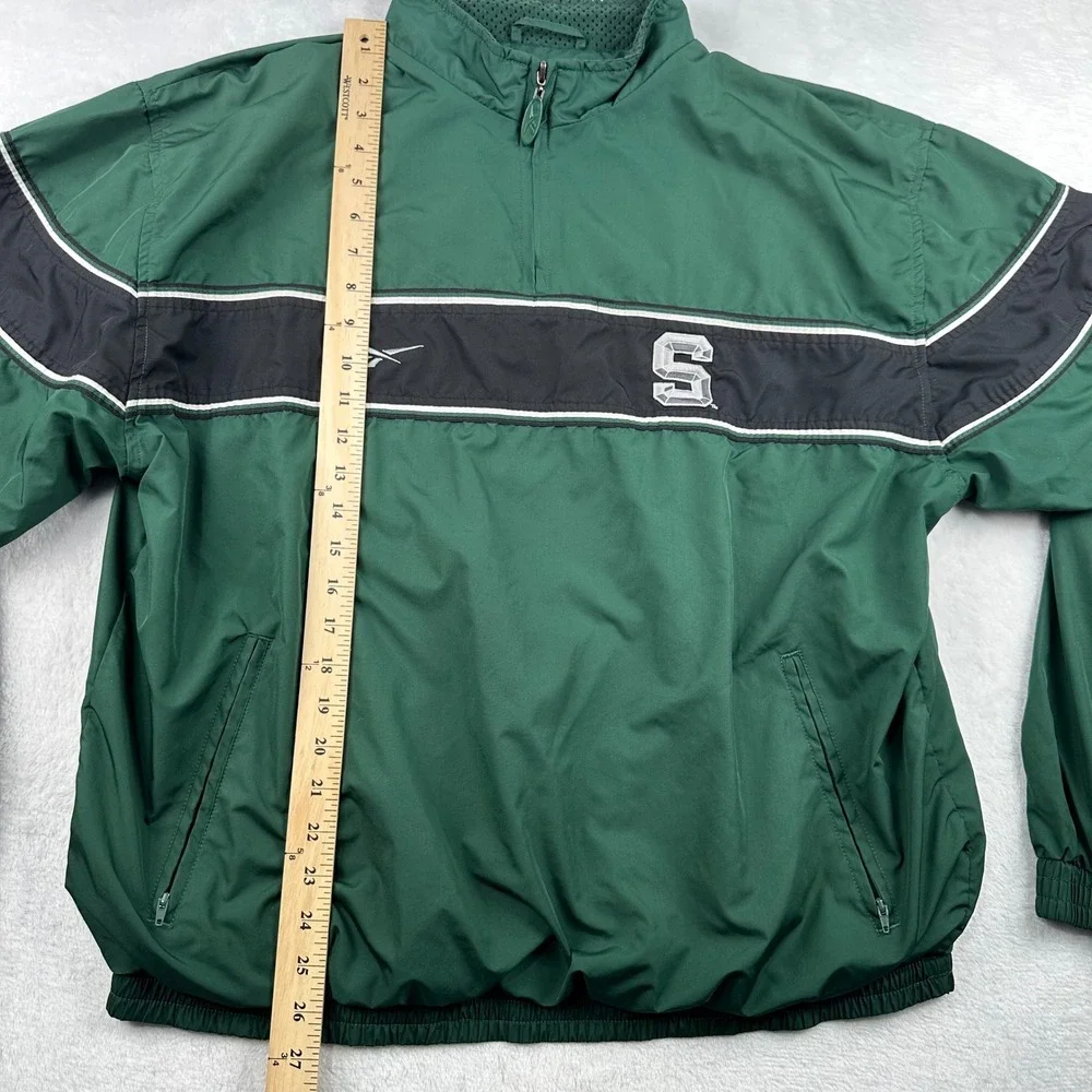 VTG Michigan State Spartans Mens L 1/4 Zip Windbreaker Jacket Reebok Y2K 90s MSU